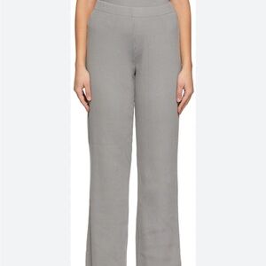 Vince Ribbed Wide Leg Pant High Rise Stretch Pull-on in Sea Stone Gray M